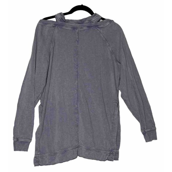 Anthropologie Pilcro Crossover Sweatshirt Size XS Purple Side Slits Acid Wash - Picture 4 of 10